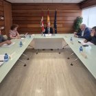 Pino en un momento de la reunión con los responsables de la Federación de Caza de CyL.