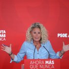 La  portavoz de la Comisión Ejecutiva Federal (CEF) del PSOE, Montse Mínguez, ofrece una rueda de prensa en la sede del PSOE, a 31 de agosto de 2026, en Madrid (España). 