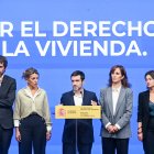 (I-D) El ministro de Cultura, Ernest Urtasun; la vicepresidenta seguda y ministra de Trabajo y Economía Social, Yolanda Díaz; el ministro de Derechos Sociales, Consumo y Agenda 2030, Pablo Bustinduy; la ministra de Sanidad, Mónica García, y la ministra de.