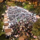 Imagen aérea de la Feria del Vino de Ponferrada, celebrada en el bulevar Juan Carlos I de La Rosaleda.