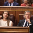 La portavoz del PP en el Congreso, Ester Muñoz, y el presidente del Partido Popular, Alberto Núñez Feijóo.