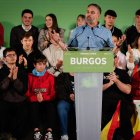 El presidente de VOX, Santiago Abascal y el candidato a la presidencia de la Junta de Castilla y León, Carlos Pollán participan en un acto público en el Polideportivo Municipal El Plantío.