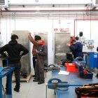 Alumnos del Tecnológico Industrial de León, el centro integrado de FP ubicado en el barrio de La Torre.