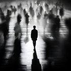 Una persona entre la multitud.