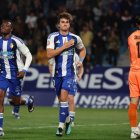 Slavy, celebrando su primer gol en El Toralín la pasada temporada ante Unionistas CF.