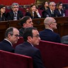 Imagen de los líderes independentistas acusados por el proceso soberanista catalán durante el juicio en 2019. EFE/Emilio Naranjo ***POOL***.