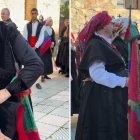 Una componente de Alegría Berciana muestra las prendas de su traje durante las fiestas de Bembibre