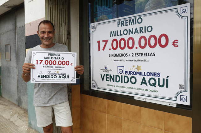 El Euromillón deja un premio de 17 millones de euros en la administración de loterías nº 1 de La Virgen del Camino. F. Otero Perandones.