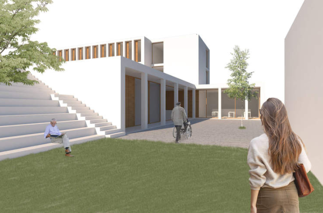 Ilustración del exterior del proyecto del centro socio-cultural del barrio de La Inmaculada. DL