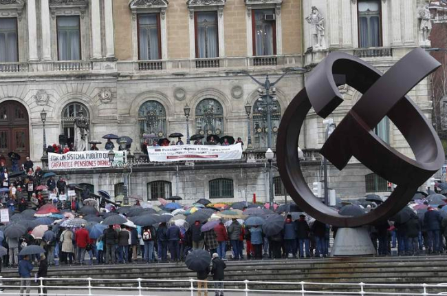 Una manifestación convocada en febrero por el movimiento de pensionistas de Vizcaya.