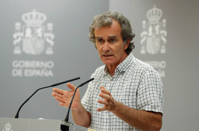 Fernando Simón, en su comparecencia de hoy para explicar la evolución de la pandemia. J.J. GUILLÉN / EFE