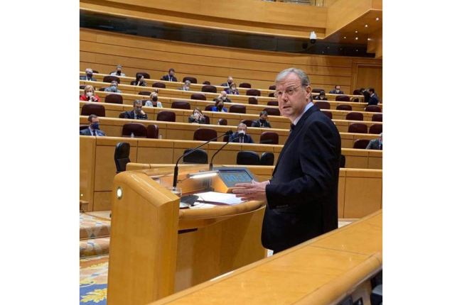 El senador leonés, durante su intervención. DL