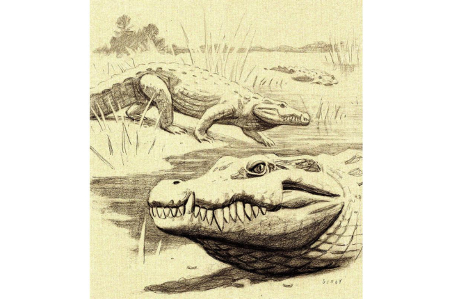 Dibujo del cocodrilo ‘Lohuecosuchus megadontos’.