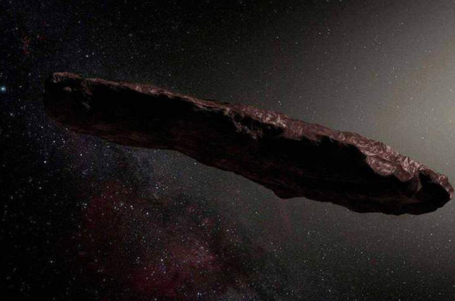 Reproducción del aspecto de Oumuamua tras ser descubierto hace dos años. RTVE