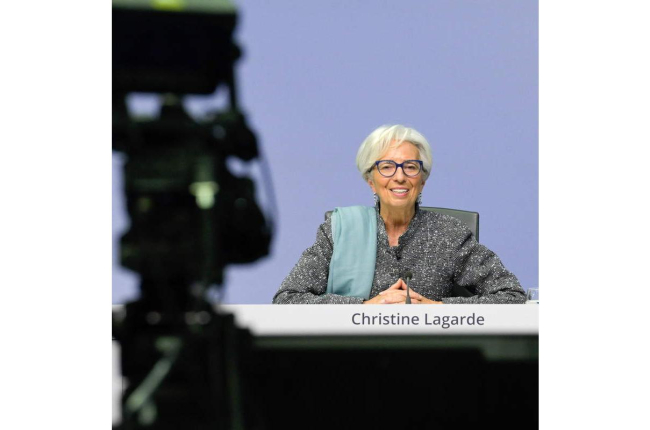Christine Lagarde ayer, en la sede del BCE en Frankfurt. NIELS THIES