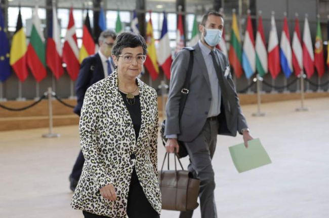 La ministra Arancha González Laya a su llegada a Bruselas. OLIVER HOSLET