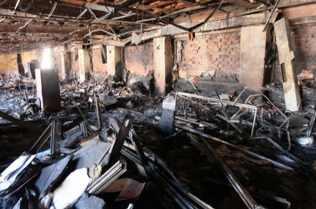 Interior del consistorio de Ordoño II, tras el incendio de 2012. NORBERTO