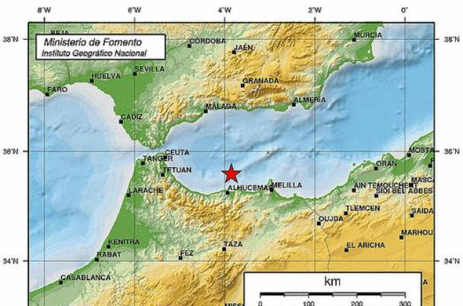 Mapa de situación del terremoto, con epicentro en el mar de Alborán.
