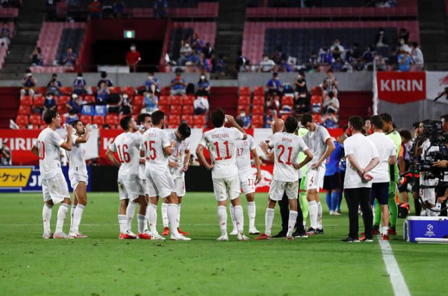 La selección en el anterior partido contra Japón. EFE/ Pedro González