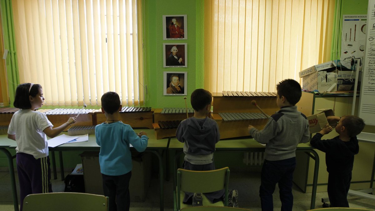 Imagen de archivo de los estudiantes de un colegio leonés.