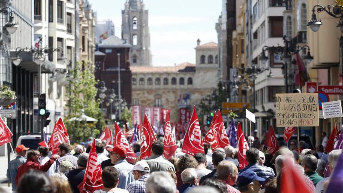 Movilización del primero de mayo en la capital leonesa. FERNANDO OTERO