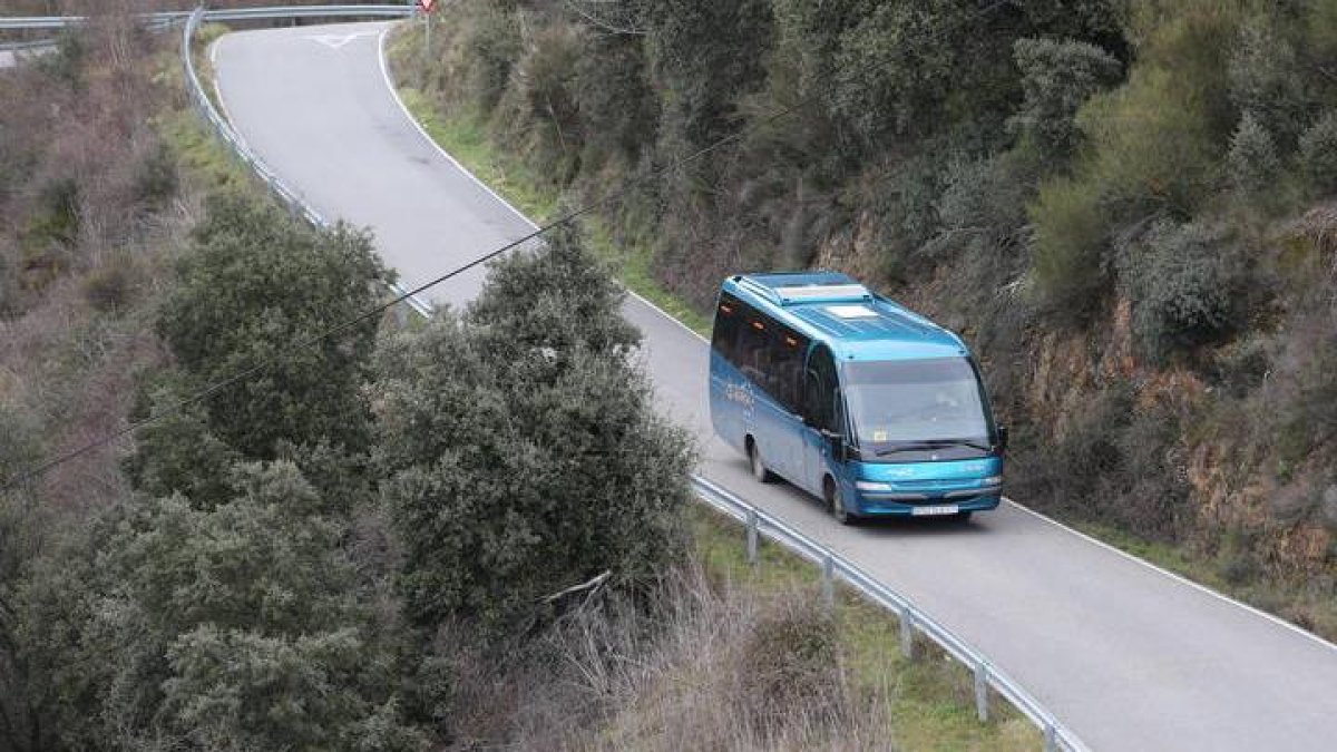 Autobús en una carretera de Friera