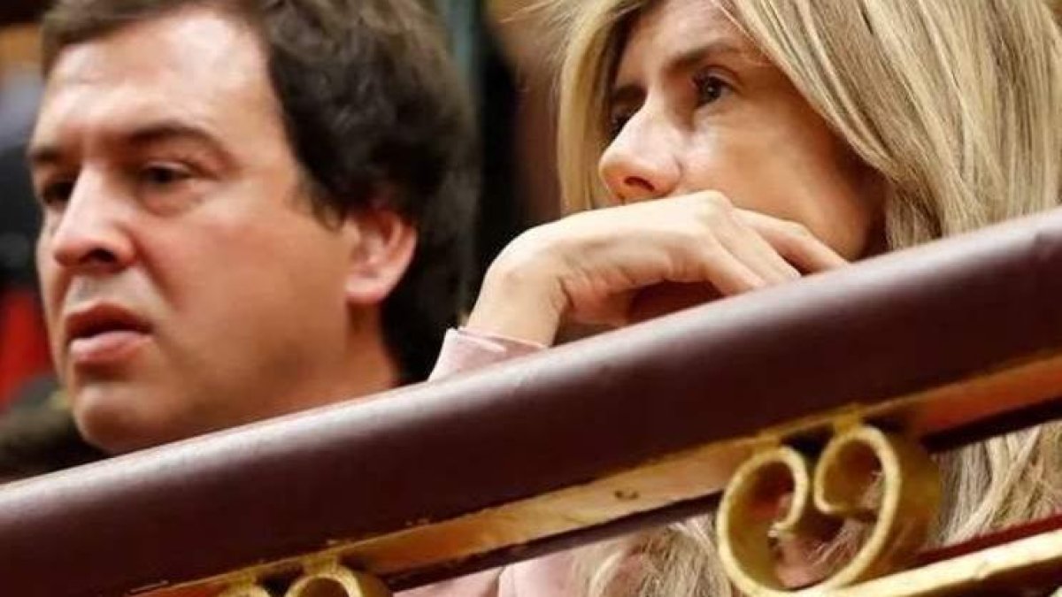 David Sánchez y Begoña Gómez, en la trabuna del Congreso.  BALLESTEROS