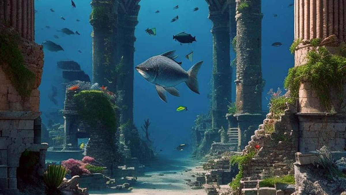 Recreación de la Atlántida sumergida.  SABRINA BELLE-PIXABAY