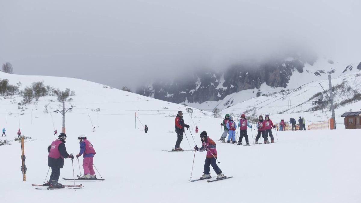 Varios escolares participan en un curso de esquí de la Diputación en una imagen de archivo. JESÚS F. SALVADORES