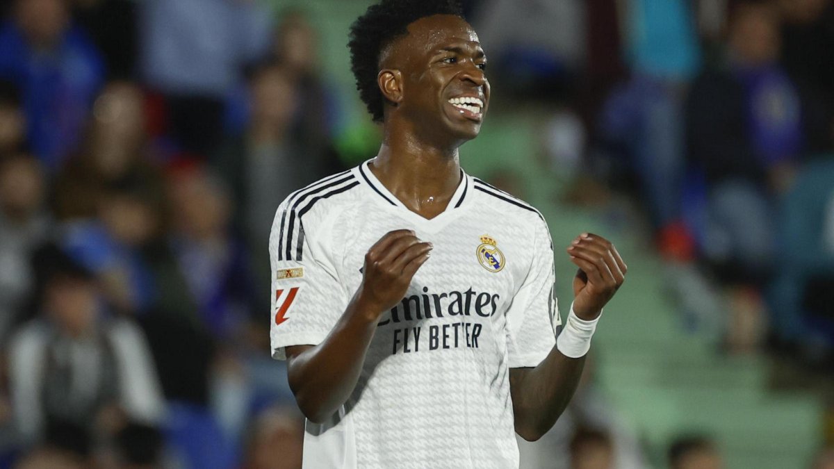 Imagen de archivo (23/04/2025) del delantero del Real Madrid Vinicius Jr. durante el partido de la jornada 33 de LaLiga que Getafe CF y Real Madrid disputaron en el Coliseum de Getafe. EFE/Juanjo Martín