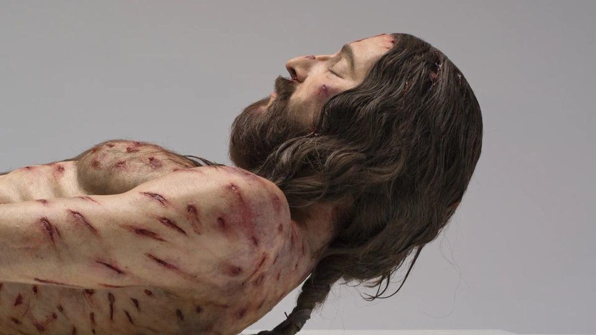 Detalle de la escultura hiperrealista de Cristo realizada a partir de las huellas de la Sábana Santa.