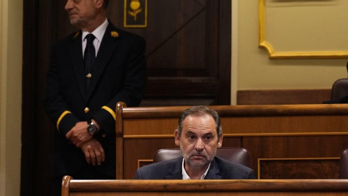 El exministro y diputado José Luis Ábalos, durante el pleno del Congreso de los Diputados.