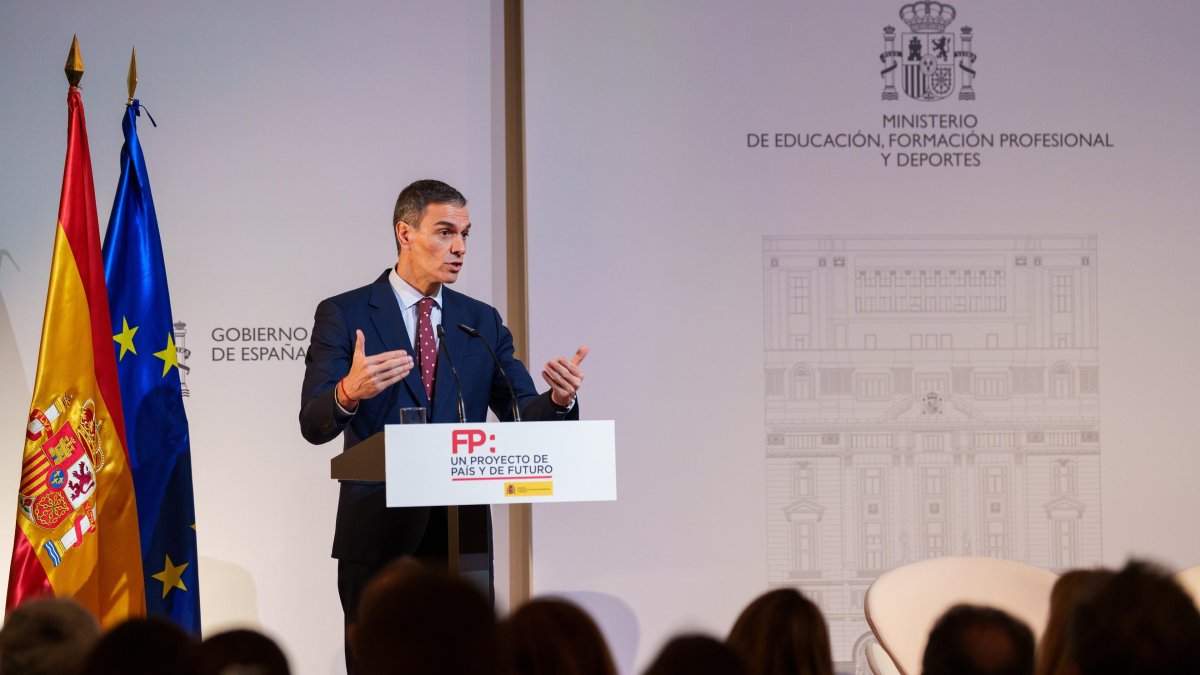 El presidente del Gobierno, Pedro Sánchez, durante un acto.