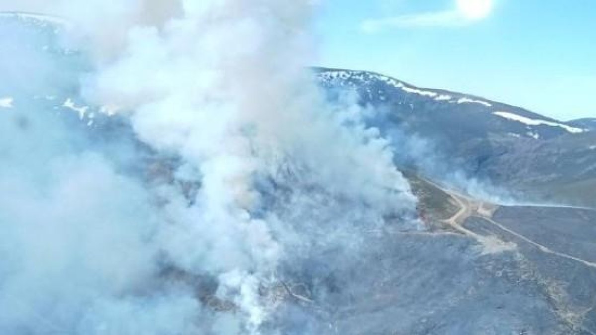 Declarado índice de gravedad 1 en un incendio forestal intencionado en Lomba (León).