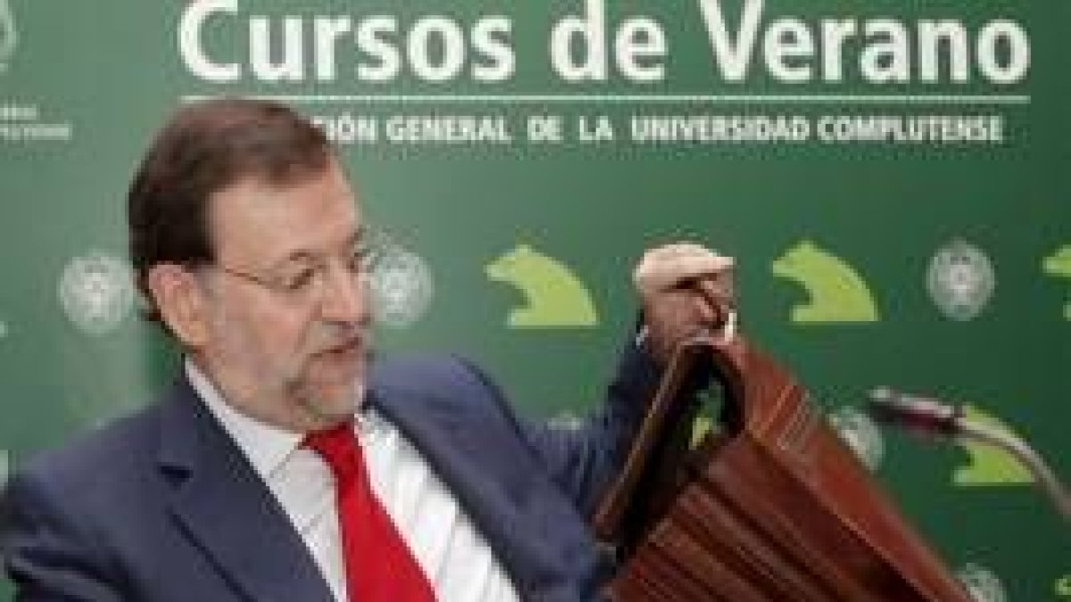 El presidente del PP, Mariano Rajoy, ayer durante su intervención