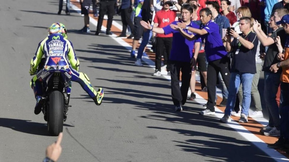 Valentino Rossi, al final de la carrera de Cheste.