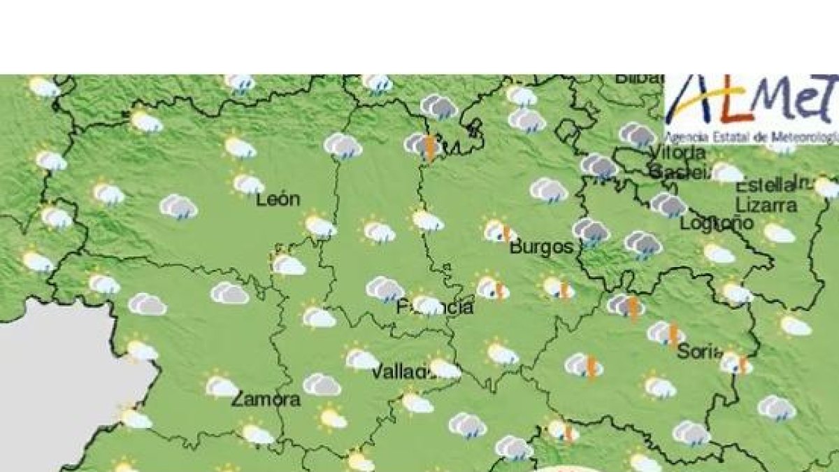 Previsión de la Aemet para este domingo. AEMET
