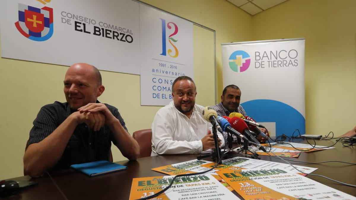 Pablo Linares, Gerardo Álvarez Courel, y Antonio Cuellas, ayer en el Consejo Comarcal. ANA F. BARREDO