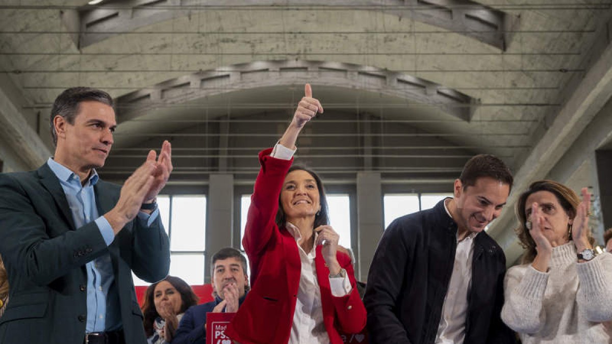 Pedro Sánchez en la presentación de Reyes Maroto como candidata a la Alcaldía de Madrid FERNANDO VILLAR