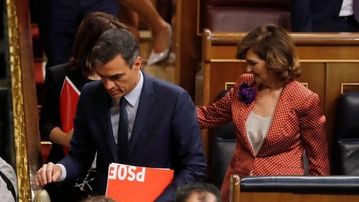 El presidente del Gobierno en funciones, Pedro Sánchez, tras perder la investidura