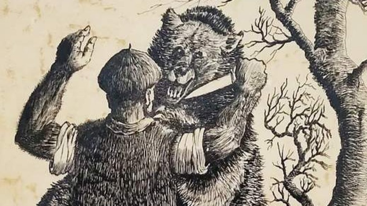Ilustración del propio Benigno Suárez Ramos que sirvió de portada a la edición original de 1976 de ‘El tío Perruca’, novela costumbrista escrita en castellano con diálogos en leonés, obra del fraile hospitalario. La reedición de 2022, que Igüeña presentará en breve, cuenta con el mismo dibujo. BENIGNO