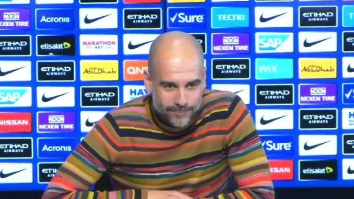 Guardiola, en la rueda de prensa de este viernes.