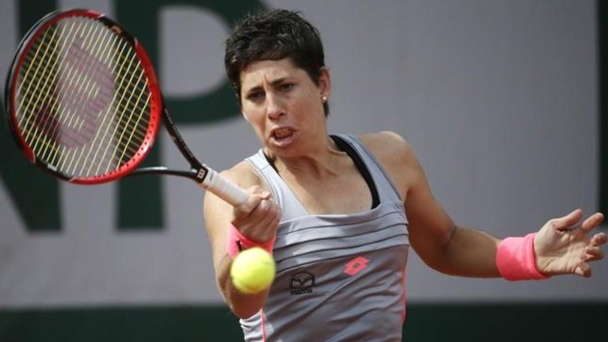 La tenista española Carla Suárez, durante un encuentro de Roland Garros.