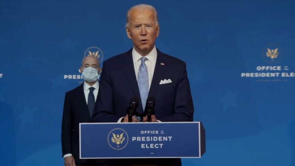 Joe Biden ayer en Washington, en su comparecencia con su gabinete. OFICINA DEL PRESIDENTE ELECTO