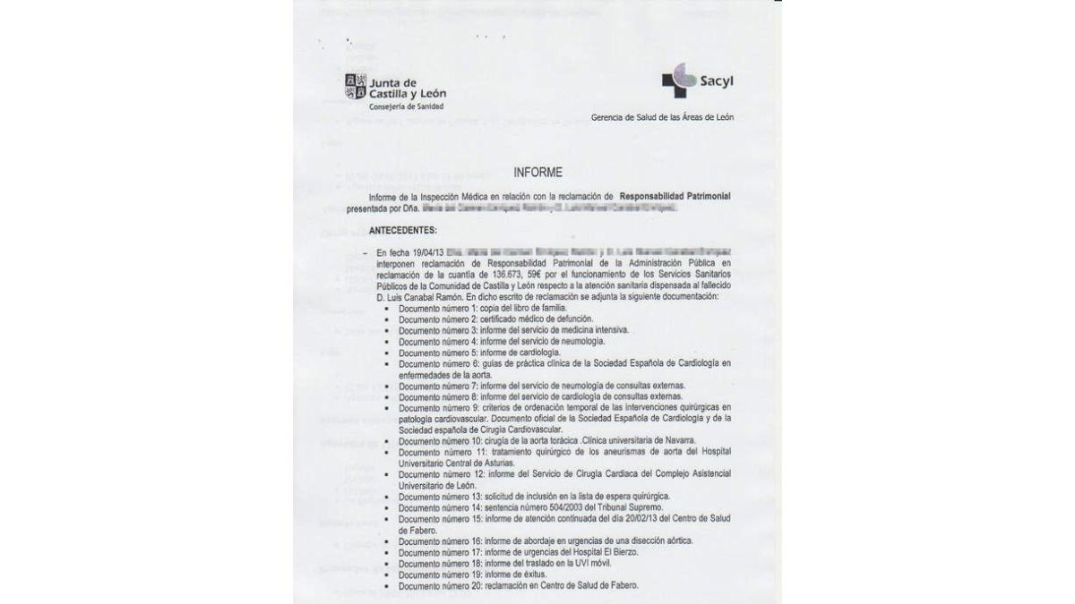 Inicio del informe de la inspección.