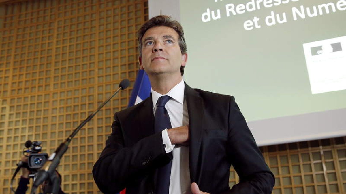 El ministro de Economía, Montebourg, durante su comparecencia ayer.