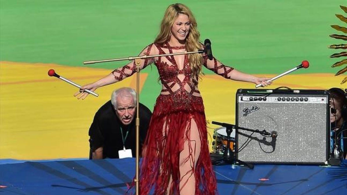 Shakira, durante su actuación en la clausura del Mundial de Brasil.
