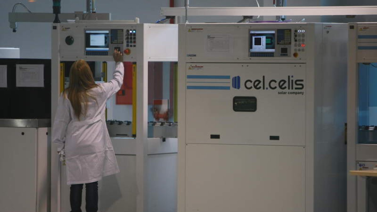 Una antigua trabajadora de Cel-Celis, antes de que la fábrica se viera abocada al cierre. L. DE LA MATA
