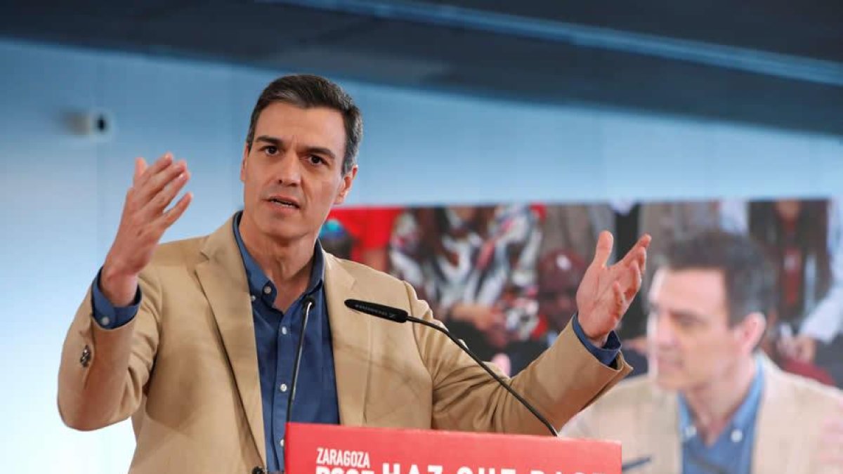 El secretario general del PSOE, Pedro Sánchez, durante un acto de precampaña.
