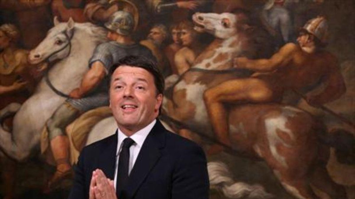Renzi, durante el acto de renuncia al cargo de primer ministro, en el palacio Chigi, el pasado diciembre.
